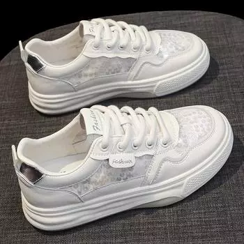 Кожаная мягкая подошва из сетчатой ткани, дышащая, маленькая белая обувь, детская летняя новая обувь на плоской подошве, повседневная спортивная обувь, одинарные туфли 35