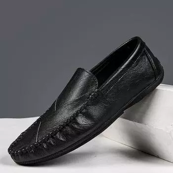Кожаная мужская обувь, элитный бренд 2022, повседневные формальные лоферы без шнуровки, мужские мокасины, итальянские черные мужские модные офисные туфли для вождения 38