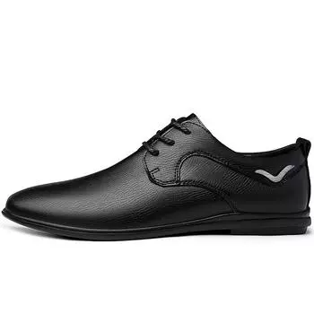 Кожаная мужская повседневная обувь высокого качества, мужская обувь на плоской подошве, модная мужская обувь-лодочка, мужская обувь для вождения, мужская повседневная обувь 38 чёрный