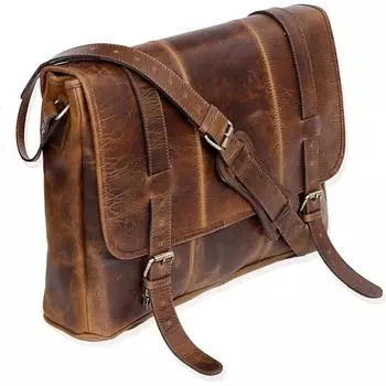 Кожаная мужская ретро коричневая сумка для ноутбука, винтажный кожаный портфель для ноутбука, большая сумка-портфель на плечо с ремнем-тележкой 18 x 13 x 5 in коричневый