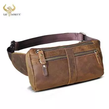 Кожаная мужская сумка Crazy Horse, повседневная модная дорожная сумка через плечо, поясная сумка, нагрудная сумка, слинг из воловьей кожи, дизайн чехла для телефона