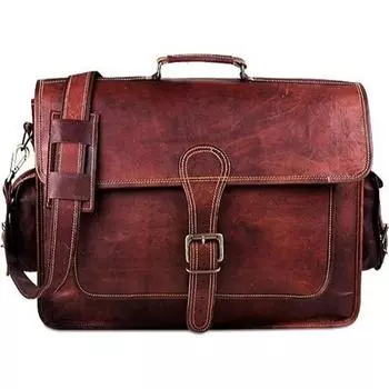Кожаная мужская сумка для ноутбука 18 дюймов | Лучший в своем классе кожаный портфель для мужчин или кожаная сумка-мессенджер 18 x 13 x 5 in коричневый