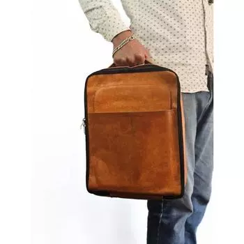 Кожаная мужская сумка для обуви, Кожаная сумка для ботинок ручной работы, Сумка для обуви на заказ для гольфа, Кожаная сумка для обуви, Кожаная дорожная сумка для обуви 14.2x10.2x5.1 inches