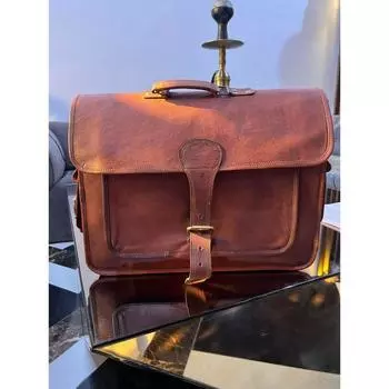 Кожаная мужская сумка Messenger ручной работы, кожаная сумка через плечо, сумка для ноутбука в винтажном стиле, кожаный портфель, рождественский подарок 18 x 13 x 5 in