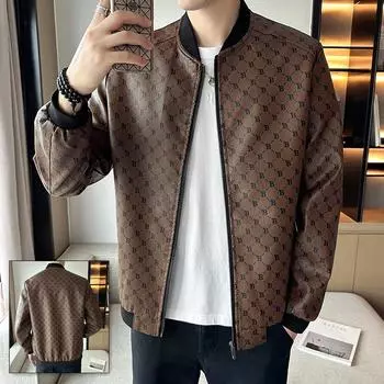 Кожаная мужская весенне-осенняя сезонная корейская версия, трендовая тенденция для похудения, брендовая мотоциклетная кожаная куртка, молодежная бейсбольная куртка, мужская куртка 5XL