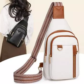 Кожаная нагрудная сумка, многофункциональная водонепроницаемая сумка через плечо для женщин зелёный