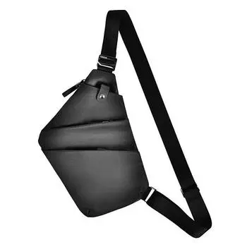 Кожаная нагрудная сумка, мужская модная сумка через плечо Slant Straddle Gun Bag, водонепроницаемая нагрудная сумка из натуральной кожи чёрный