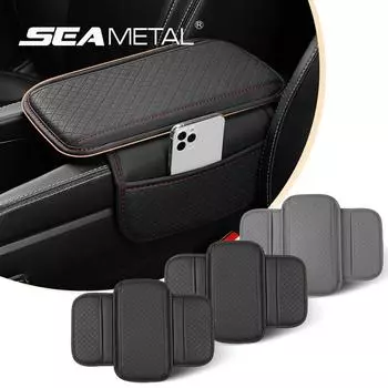 Кожаная накладка на подлокотник автомобиля из SEAMETAL, защитная накладка на подлокотник центральной консоли, сумка для хранения с обеих сторон чёрный