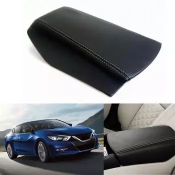 Кожаная накладка на подлокотник центральной консоли автомобиля, черная, водонепроницаемая, запчасти для Nissan Maxima 2016-2019