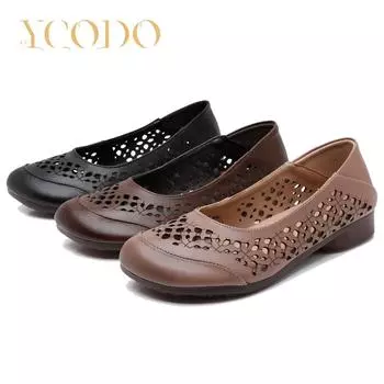 Кожаная нескользящая женская летняя удобная повседневная обувь средней продолжительности на мягкой подошве 41