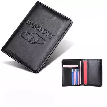 Кожаная обложка для паспорта премиум-класса с защитой от кражи RFID, несколькими отделениями и большой вместимостью Red [64-pattern Second-layer Leather]