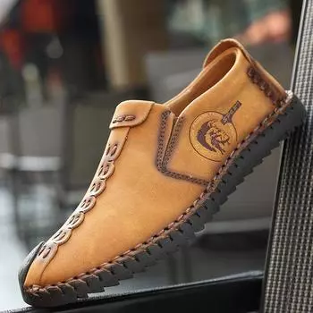 Кожаная обувь большого размера 38-47. Мужские мокасины. Повседневная обувь. Кожаная обувь ручной работы. Мужские лоферы. 38 чёрный