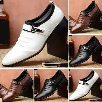 Кожаная обувь Деловая модельная мужская обувь Дышащая повседневная обувь Мужская обувь 38 белый