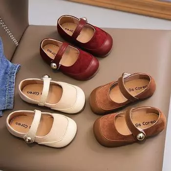 Кожаная обувь для девочек, новая детская обувь весны и осени, туфли принцессы для маленьких девочек, туфли-бобы на мягкой подошве, туфли на одинарной платформе, детская обувь 23 белый