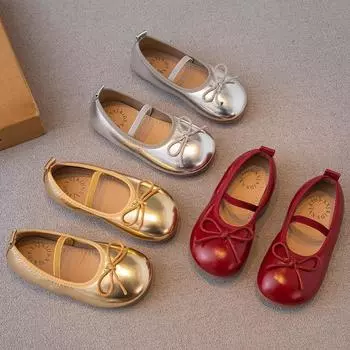 Кожаная обувь для девочек, новая детская обувь весной и осенью, туфли принцессы для маленьких девочек, туфли-бобы на мягкой подошве, тренд одиночных туфель с мелким горлышком. 23 красный