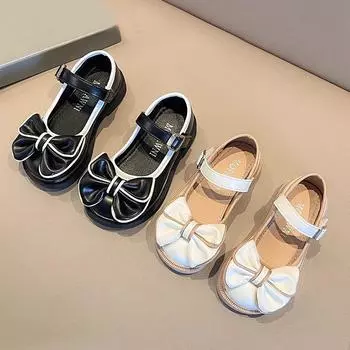 Кожаная обувь для девочек, новые весенне-осенние туфли Мэри Джейн черного цвета на мягкой подошве, туфли маленькой принцессы для девочек JK 26 чёрный