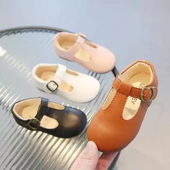 Кожаная обувь для маленьких девочек, для малышей, для младенцев, повседневная обувь на плоской подошве, принцесса, милая, классическая, с Т-образным ремешком, конфетного цвета, модная, мягкая, 15-30 15 коричневый