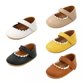 Кожаная обувь для маленьких девочек на весну и осень, Нескользящие кроссовки на плоской подошве для первой прогулки, обувь принцессы 11