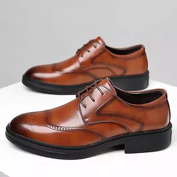 Кожаная обувь для мужчин. Мужские кожаные туфли в британском стиле из воловьей кожи с острым носком. Мужские кожаные туфли в деловом стиле. 38