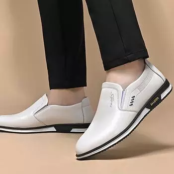 Кожаная обувь, мужская кожаная дышащая новая деловая обувь, мужская повседневная английская обувь для мужчин 39 чёрный