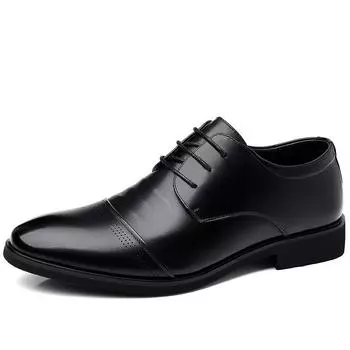 Кожаная обувь Мужская официальная одежда Деловая мужская повседневная мужская кожаная повышенная свадебная изысканная обувь Жениха Модная мужская обувь 38