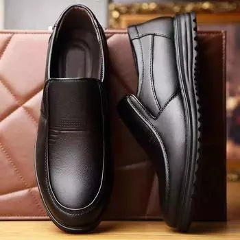 Кожаная обувь, мужская официальная одежда, повседневная обувь, дышащая мужская обувь с мягкой подошвой, мужская обувь среднего и пожилого возраста, мужская обувь для папы, мужская 39