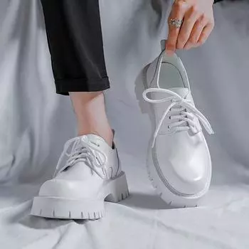 Кожаная обувь, мужские повседневные деловые ботинки martin на толстой подошве в британском стиле 39 чёрный