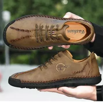 Кожаная обувь, повседневные кроссовки, мужская обувь для вождения, удобная обувь из спилка, мужские лоферы, мокасины, обувь для инструментов 38