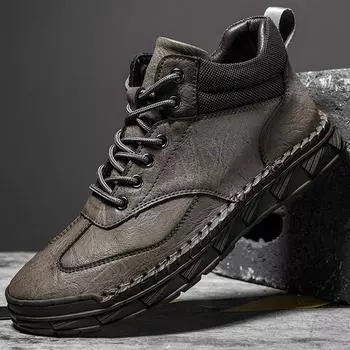 Кожаная обувь, повседневные кроссовки, мужская обувь для вождения, удобная обувь из спилка, мужские лоферы, мокасины, обувь для инструментов 38 чёрный