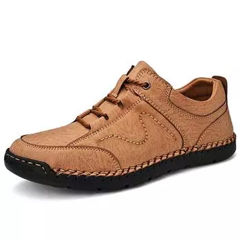 Кожаная обувь ручной работы, повседневная мужская обувь, удобная обувь из коровьей кожи, мужские лоферы, мокасины, обувь для инструментов 38 чёрный