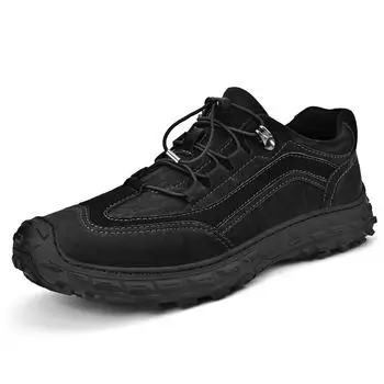 Кожаная обувь в британском стиле, кожаные мужские повседневные одинарные туфли, обувь ручной работы, сшитая повседневная кожаная обувь, уличная модная мужская обувь на плоской подошве 38 чёрный