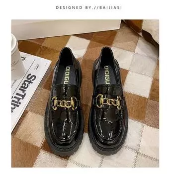 Кожаная обувь в британском стиле, женские весенне-осенние новые японские французские лоферы без шнуровки на платформе Jk, туфли-лодочки на массивном каблуке 35