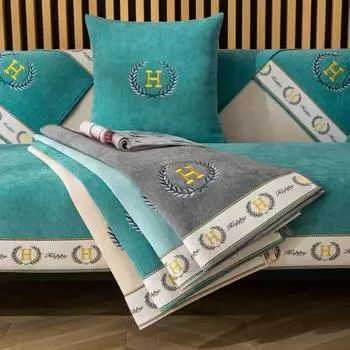 Кожаная подушка для дивана с вышивкой «Колосья пшеницы», современная нескользящая подкладка для стула с защитой от царапания кошек, белая окантовка, чехол для кресла, полотенце 30x50cm pillowcase светло-зеленый