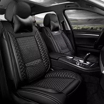 Кожаная подушка на сиденье автомобиля с полным покрытием - Ice Silk, универсальная посадка, пять мест Universal for Five-Seaters