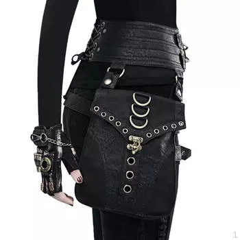 Кожаная поясная сумка унисекс Rock Rave Rider черная
