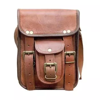 Кожаная потертая сумка-мессенджер ручной работы Сумка-саквояж Сумка через плечо Портфель 11 x 9 x 4 in коричневый