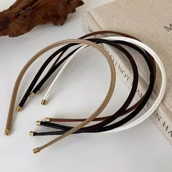 Кожаная повязка на голову для женщин 2024 года, новые однотонные обручи для волос, элегантные головные уборы, женские аксессуары для волос, повязка для волос с эффектом мытья лица