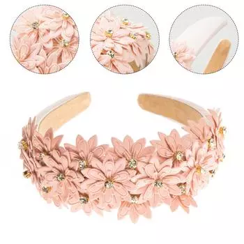 Кожаная повязка на голову с несколькими слоями цветов, мягкий и удобный головной убор, подходящий для различных причесок белый