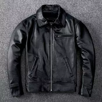 Кожаная повседневная кожаная куртка с лацканами для молодых мужчин S