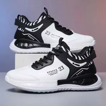 Кожаная повседневная мужская обувь. Летние трендовые удобные легкие спортивные кроссовки. Молодежная студенческая обувь. 39 чёрный