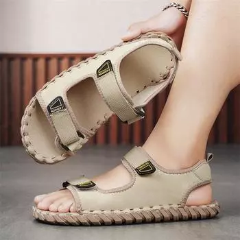 Кожаная повседневная обувь для мужчин. Классические мужские сандалии высокого качества. Летние уличные прогулочные мужские кроссовки. Дышащие мужские сандалии. 39