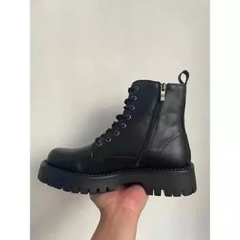 Кожаная повседневная обувь для мужчин. Мужские ботинки. Зимняя мода. Ботильоны на молнии со шнуровкой. Винтажные деловые туфли. 38 чёрный