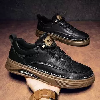 Кожаная повседневная обувь для мужчин, обувь для отдыха на открытом воздухе, дизайнерские кроссовки, мужская удобная кожаная обувь, мужские оксфорды, горячая распродажа, мужские мокасины 7 чёрный