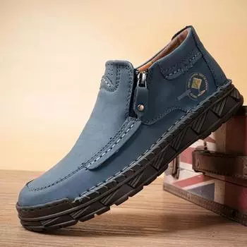 Кожаная повседневная обувь для мужчин, ручная работа, плоская обувь, мужские мокасины, размер плюс 38-48 38 коричневый