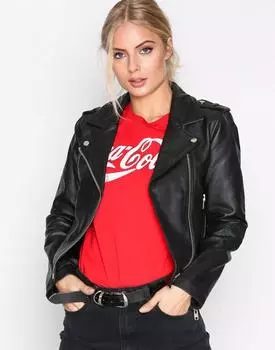 Кожаная повседневная велосипедная стильная черная женская куртка ручной работы из натуральной овечьей кожи XS чёрный