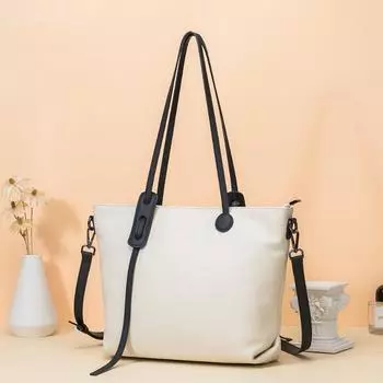 Кожаная простая сумка-тоут высокого уровня, женская сумка через плечо, сумка через плечо, сумка для поездок на работу, большая вместимость, женская сумка чёрный