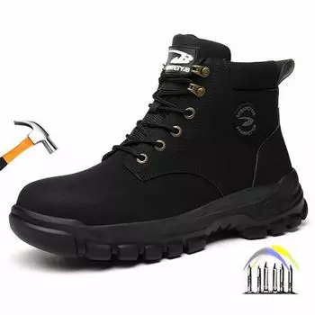 Кожаная рабочая обувь для мужчин. Рабочие защитные ботинки. Мужская защитная обувь для сварки, защищающая от ожогов. Рабочая обувь с защитой от проколов и стальным носком. 37