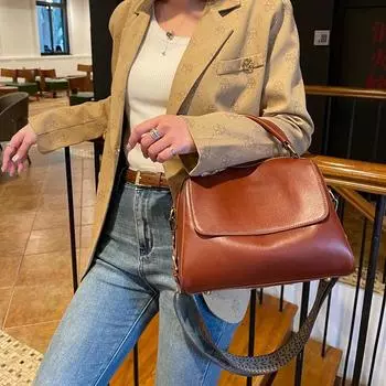 Кожаная ретро-сумка женская сумка-подушка сумка-тоут женская сумка через плечо кожаная сумка через плечо 27H * 18W * 15H