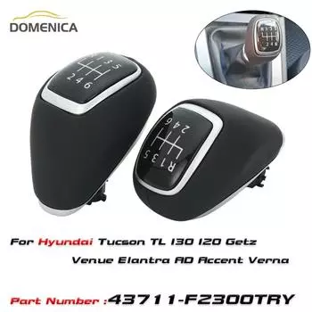 Кожаная ручка переключения передач на 6 скоростей для Hyundai Tucson TL I30 I20 Getz Venue Elantra AD Accent Verna 43711-F2300TRY Автомобильные аксессуары