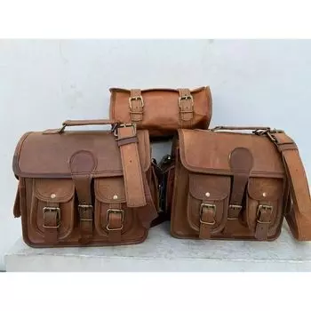 Кожаная седельная сумка Мотоциклетное седло Сумки на багажник Коричневая седельная сумка Вилка Сумки для инструментов коричневый